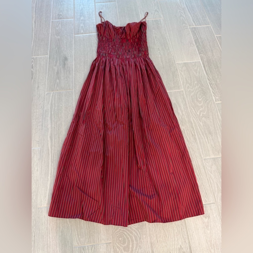 FAITHFULL THE BRAND REVOLVE Aya String Midi Dress in Wine Stripe NWT - Picture 3 of 7